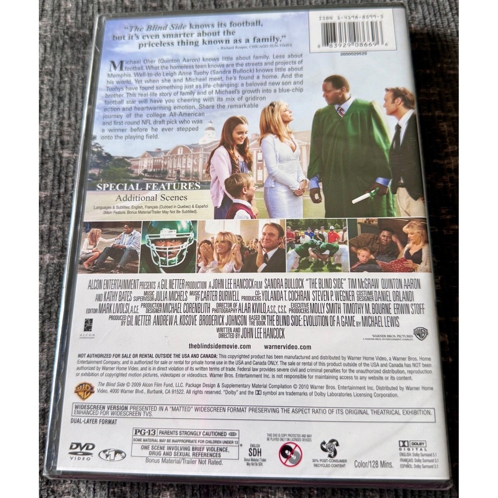 Warner Home Video The Blind Side DVD Movie New Sealed Sandra Bullock Drama NFL - Picture 2 of 4